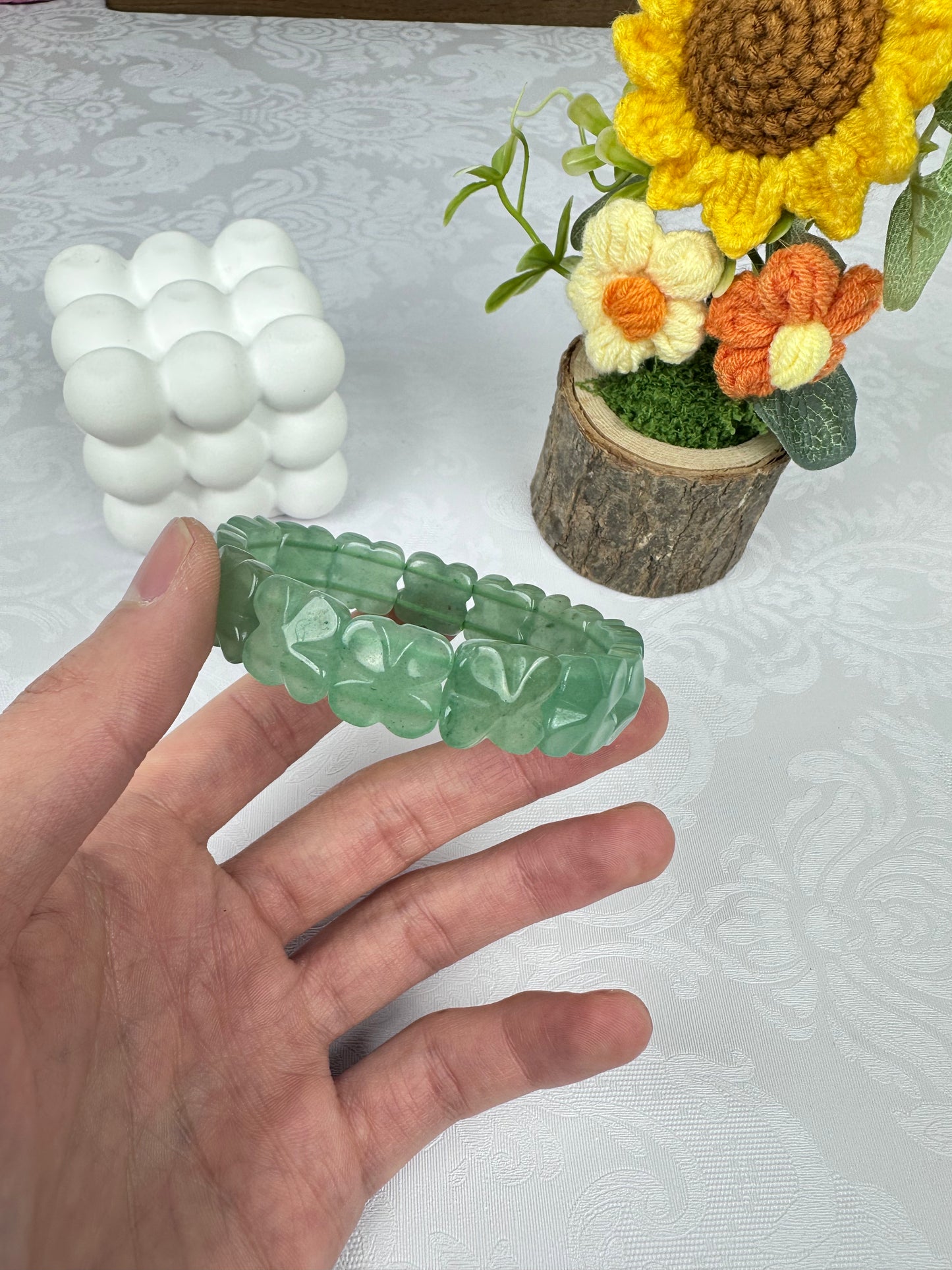 Natural Green Aventurine Four-Leaf Clover  Bracelet