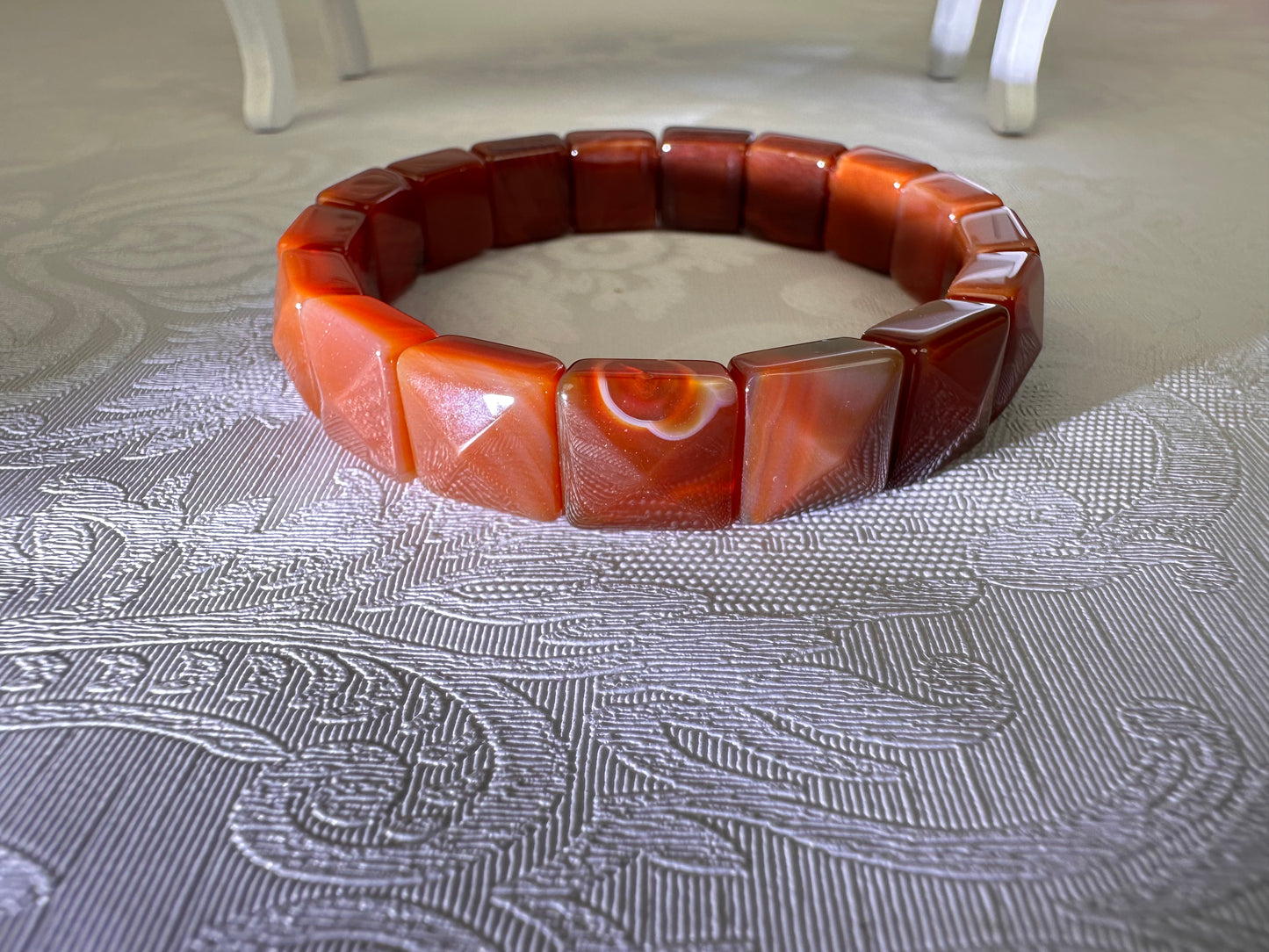 Natural Carnelian Flat Bracelet