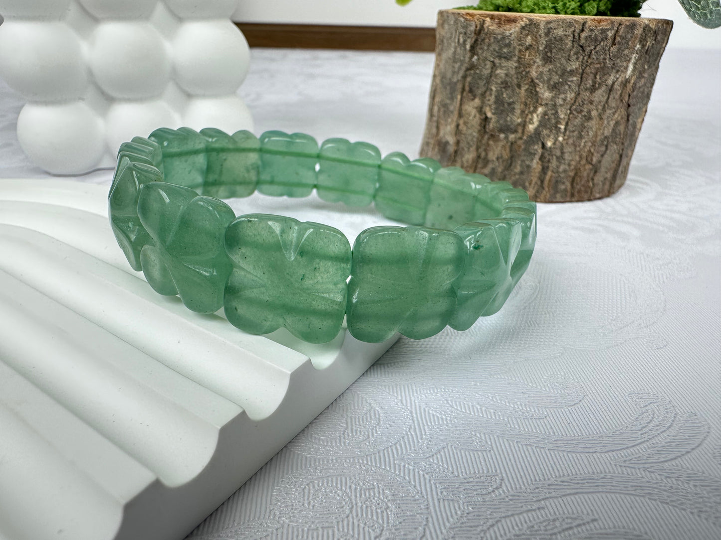 Natural Green Aventurine Four-Leaf Clover  Bracelet