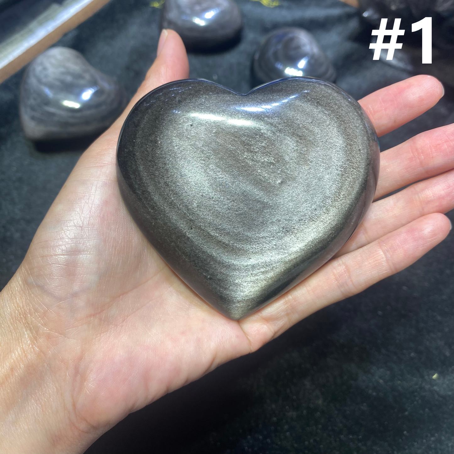 Silver Obsidian Heart