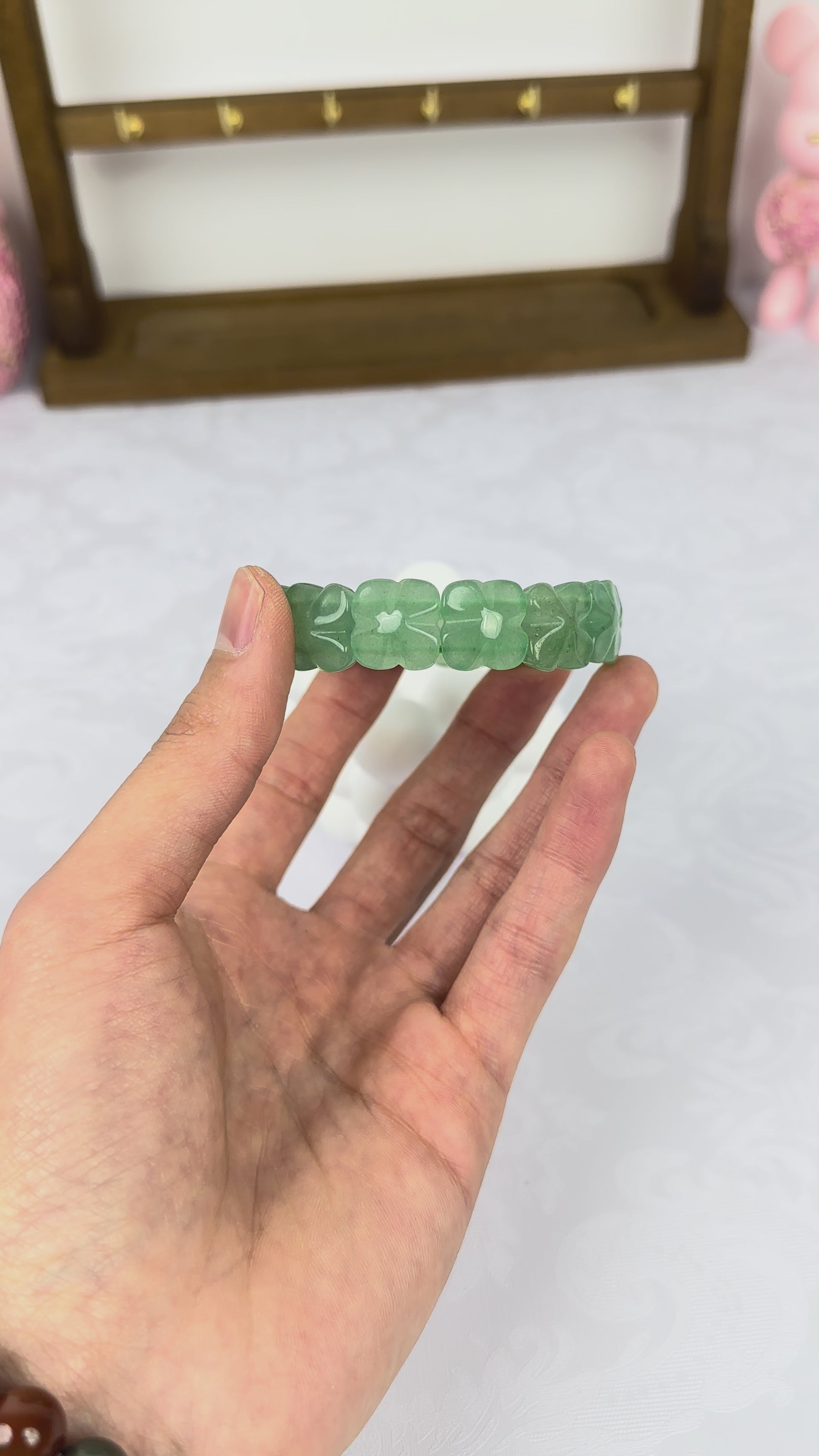 Natural Green Aventurine Four-Leaf Clover  Bracelet