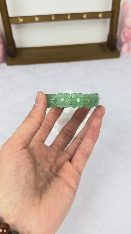 Natural Green Aventurine Four-Leaf Clover  Bracelet